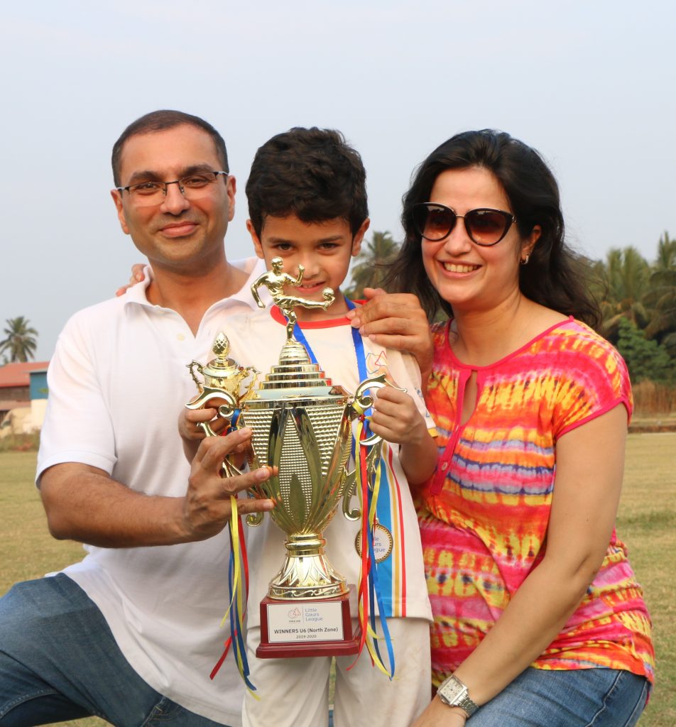 Future star of football Vivaan with the winners trophy